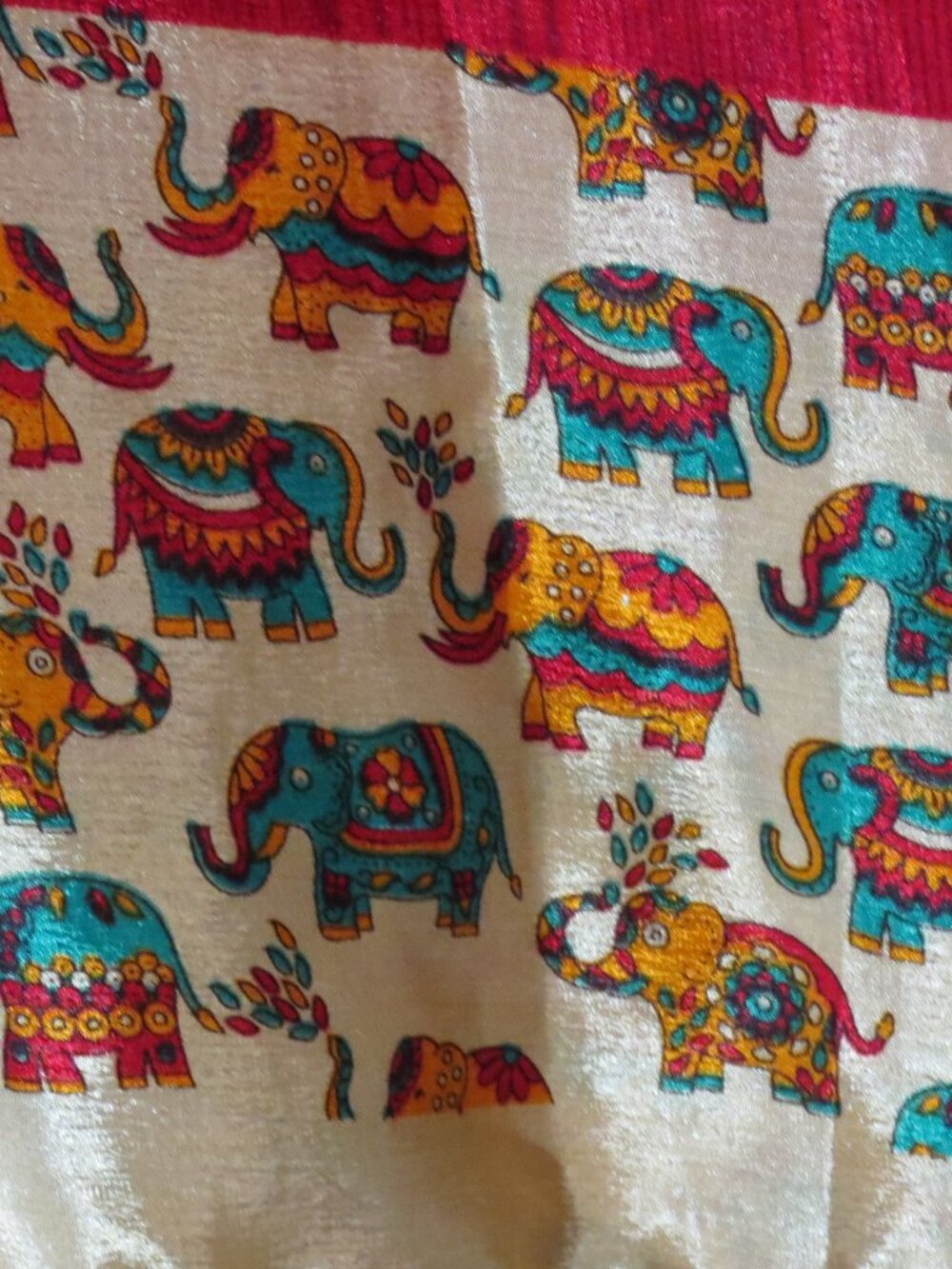 Darn Good Yarn Sari Silk Wrap Skirt XL 14-20 Ankle Reversible Elephants!